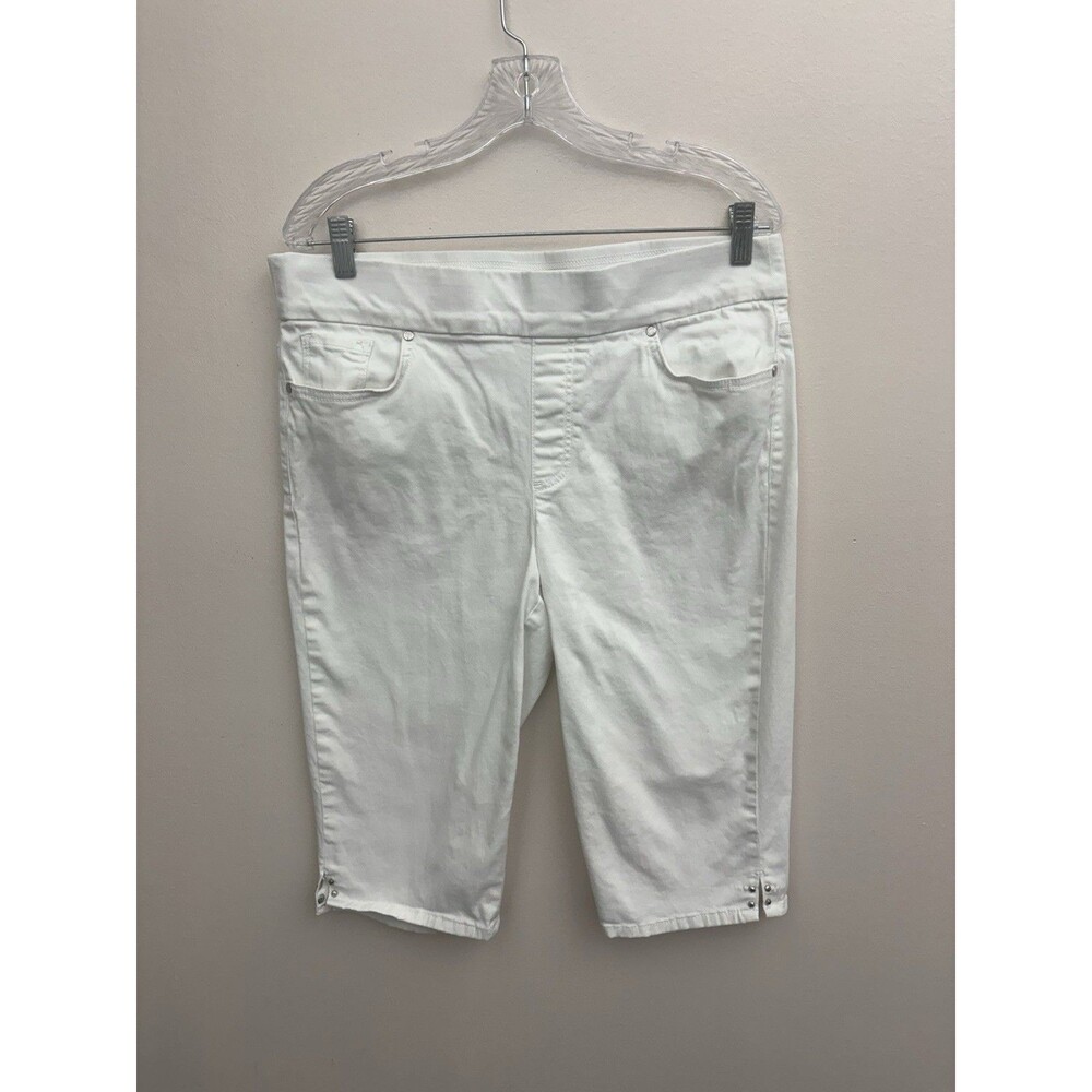 Gloria Vanderbilt Cropped Jeans Avery Skimmer White 14P Pull On Stretch